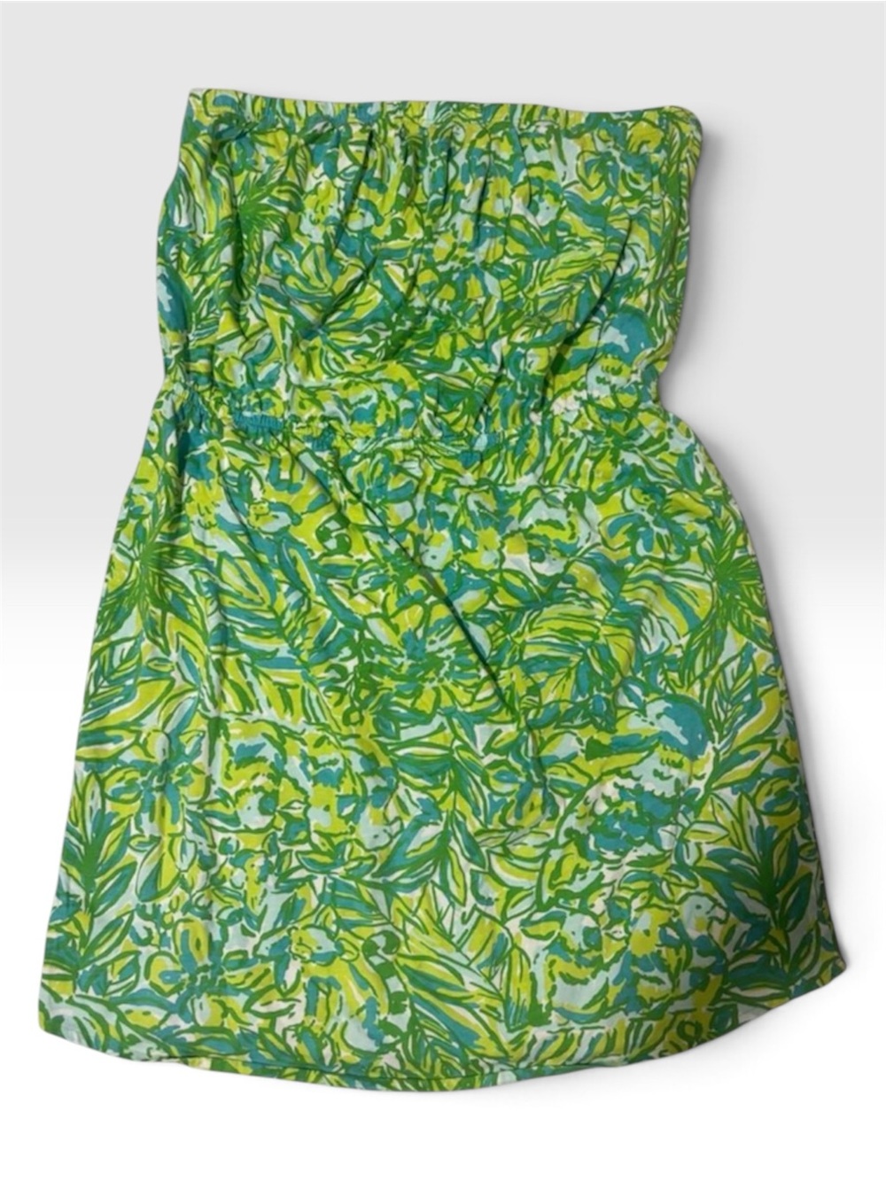 🌴🍃🌱Lilly Pulitzer Windsor Strapless Dress Size L Green Tropical Palm Leaf Print - Picture 4 of 7